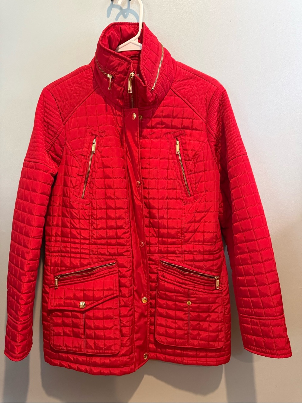 MICHAEL Michael Kors Bright Red Quilted Packable Jacket